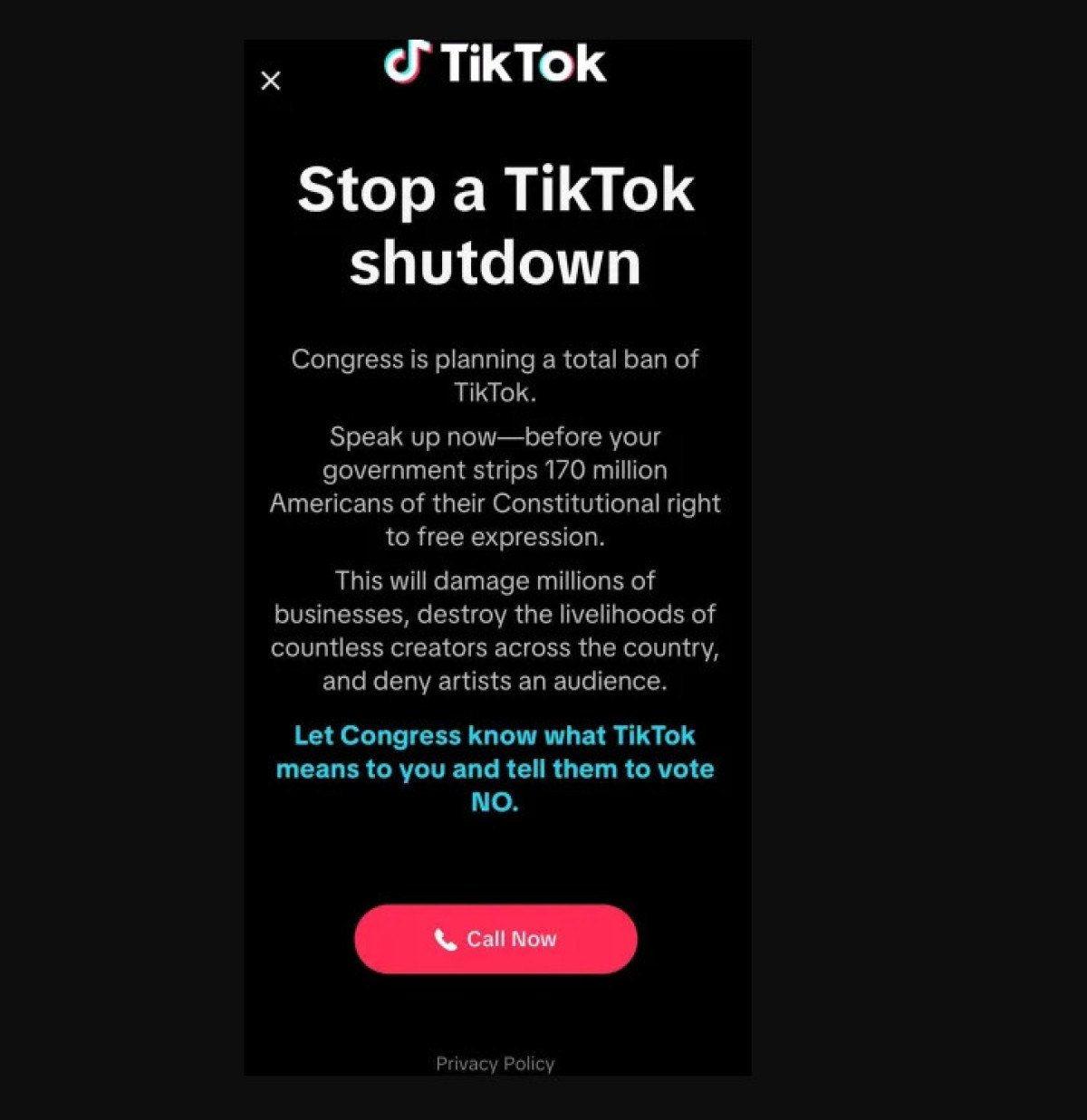TikTok kullanıcılara bildirim gönderdi: ABD’de kapanabiliriz!