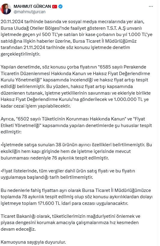 Uludağ'da Çorba Fiyatları Kriz Yarattı: 500 TL'den 1000 TL'ye
