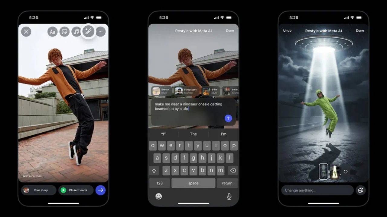 Instagram’daki hikaye kısmına yeni yapay zeka araçları getiriliyor