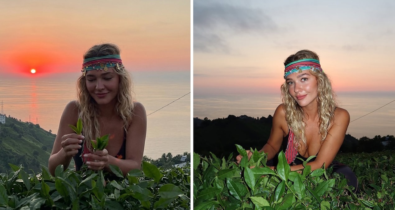 Melisa Döngel Rize’de çay topladı