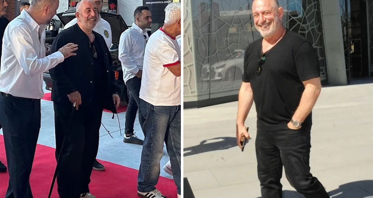 Cem Yılmaz bastonu attı, muhabirlere poz verdi
